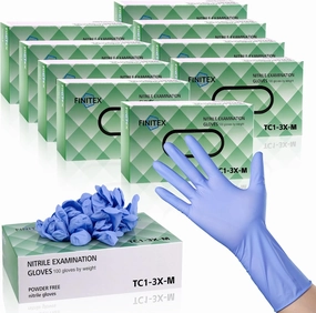 FINITEX Nitrile Disposable Medical Exam Gloves - Ice Blue 3.2 mil Latex-Free Gloves Examination Cleaning Food Gloves
