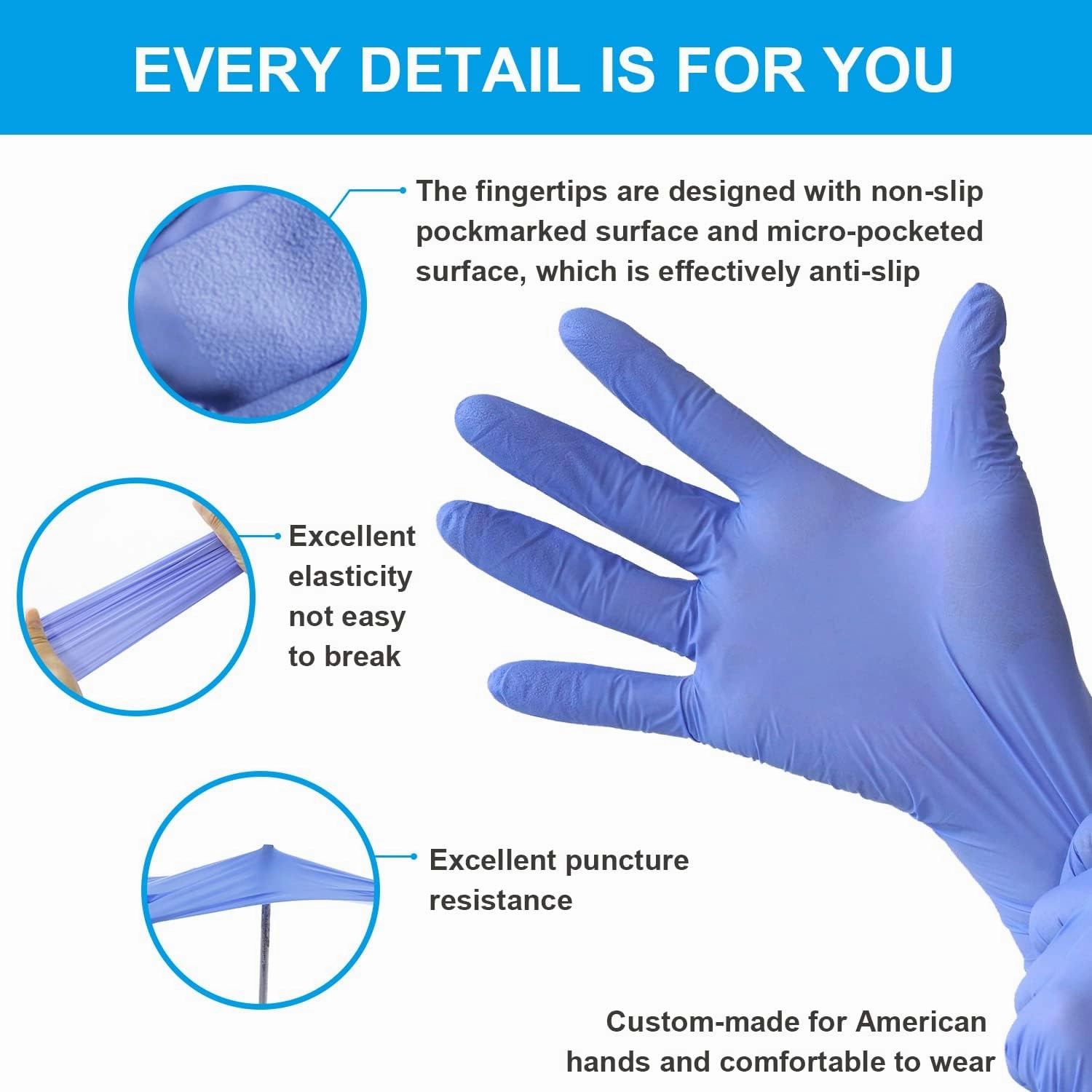 FINITEX Nitrile Disposable Medical Exam Gloves - Ice Blue 3.2 mil Latex-Free Gloves Examination Cleaning Food Gloves