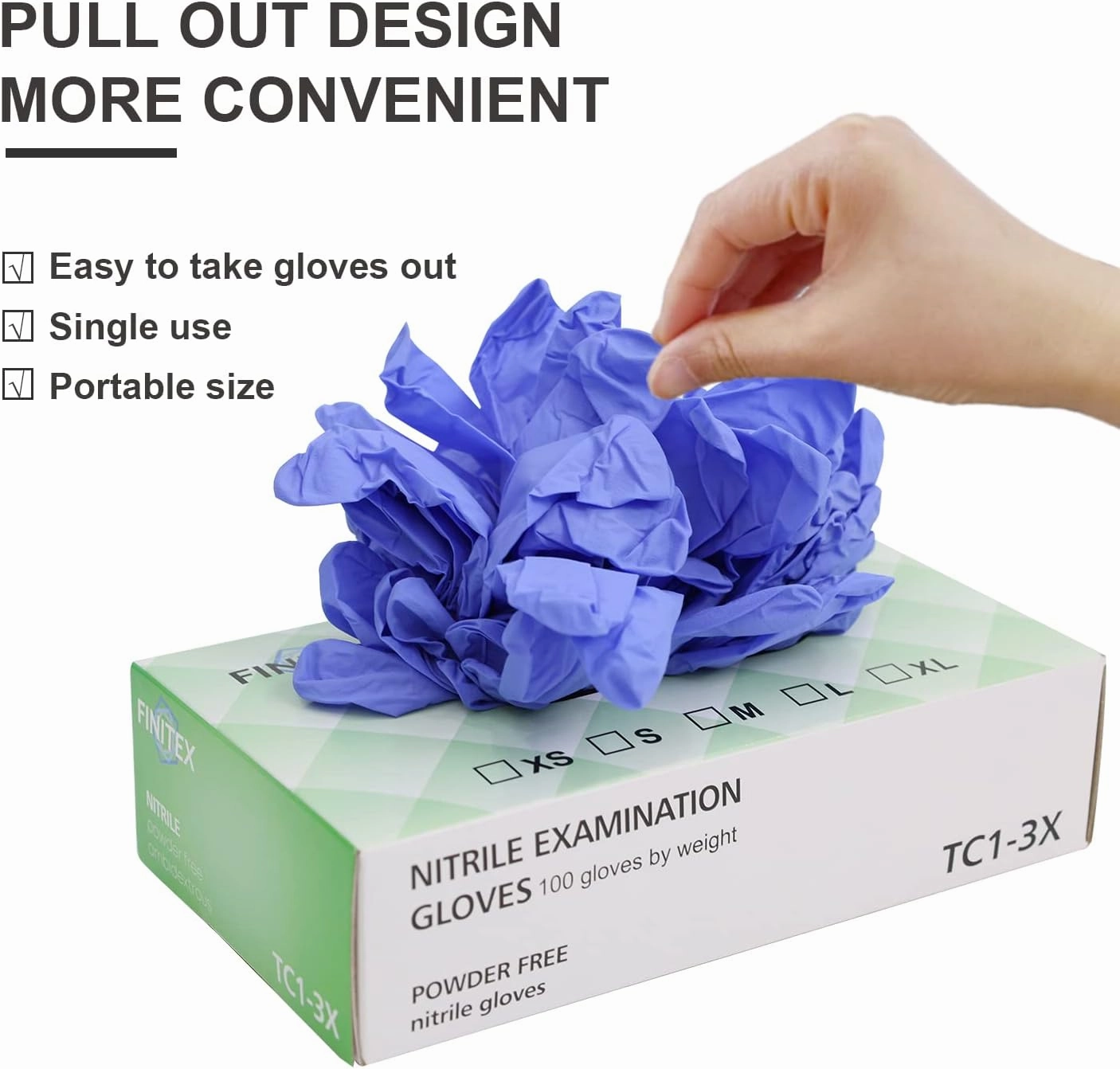 FINITEX Nitrile Disposable Medical Exam Gloves - Ice Blue 3.2 mil Latex-Free Gloves Examination Cleaning Food Gloves