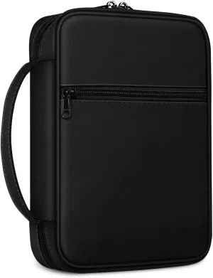 FINPAC Bible Cover Small Size Church Study Book Carrying Bag, Bible Protective Case with Handle and Zippered Pocket for Men Women Mother Lady, Black