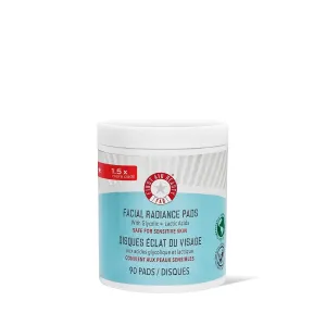 First Aid Beauty - Facial Radiance Pads with Glycolic & Lactic Acids, Daily Exfoliating Pads with AHA that Help Tone & Brighten Skin, Makeup Prep Pads, Compostable for Daily Use, 90 Pads
