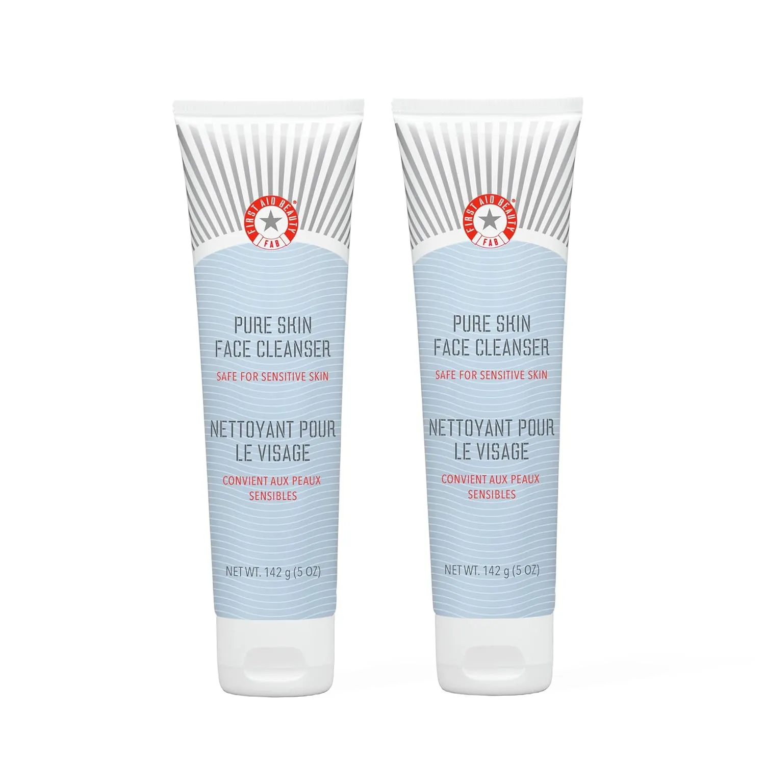 First Aid Beauty - Pure Skin Face Cleanser, Effectively Removes Makeup, Dirt, & Impurities, Gentle Cleanser Leaves skin Soft & Supple, Fragrance Free (5 oz, 2 ct)