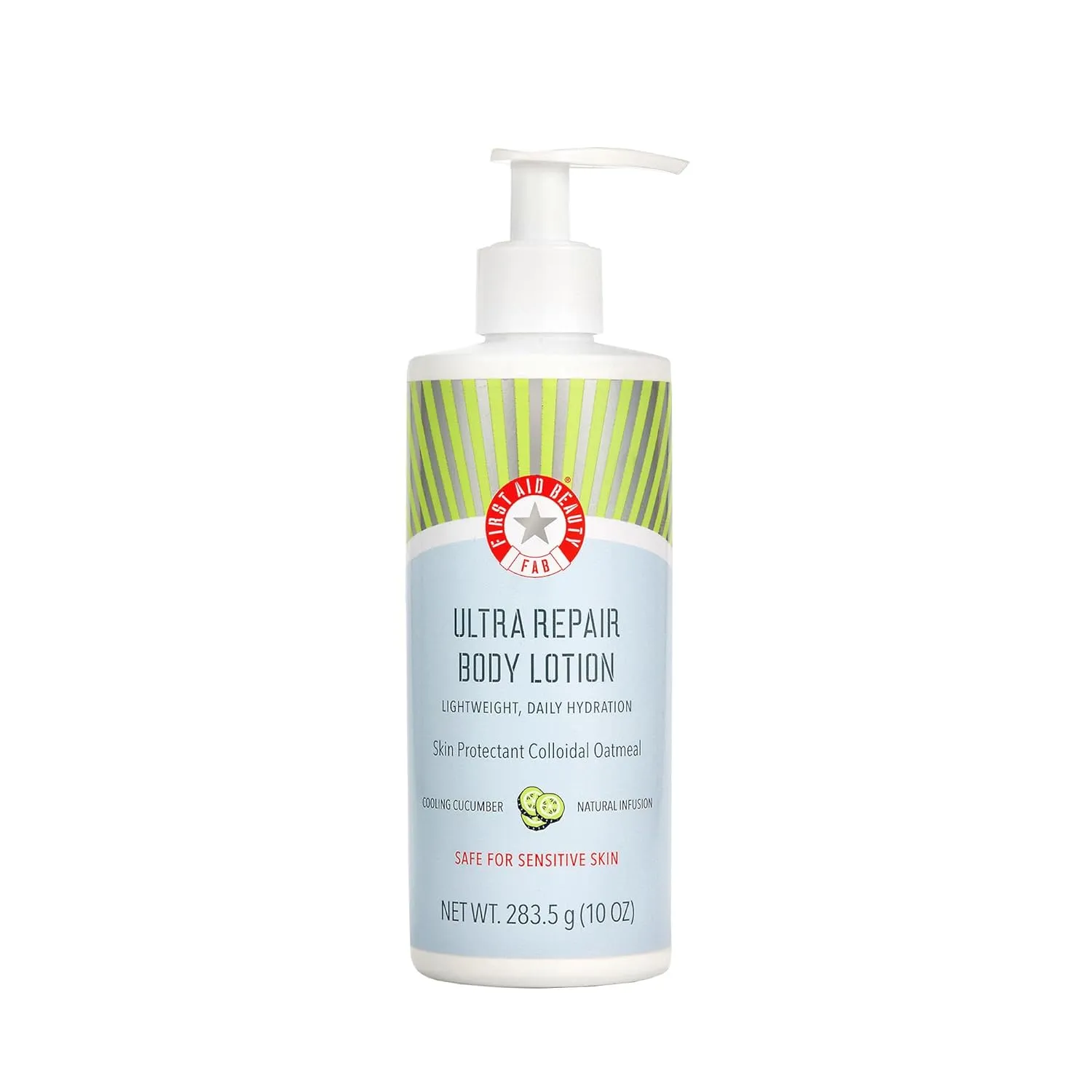 First Aid Beauty Ultra Repair Body Lotion – Lightweight, Daily Moisturizing Hydration for All Skin Types, Even Sensitive, Dry & Eczema – Cooling Cucumber, 10 oz