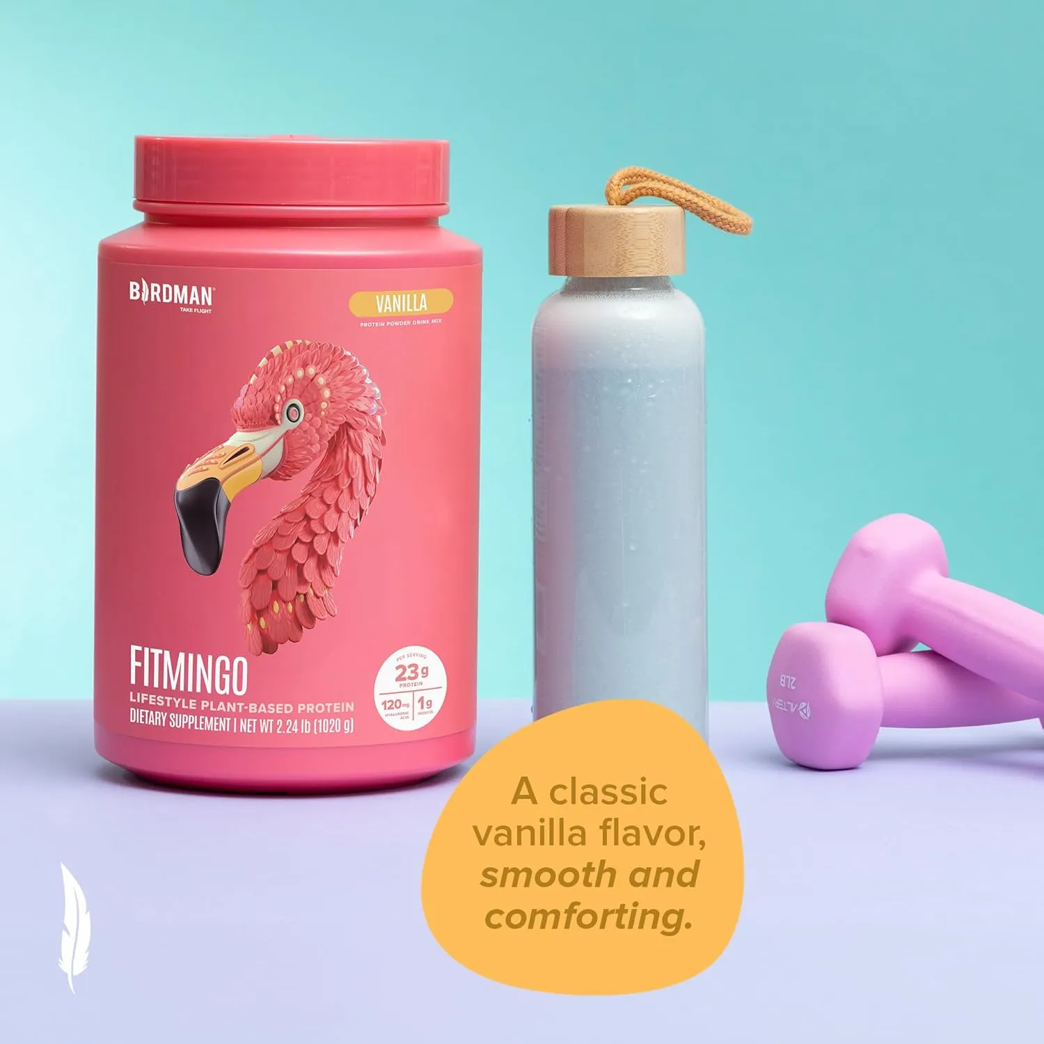 Fitmingo Vegan Protein Powder with Inositol, Collagen Boosters, Hyaluronic Acid and Vitamins | Low Carb, Dairy Free, Lactose Free, Low Calorie | 23g Plant Based Vanilla Protein Powder