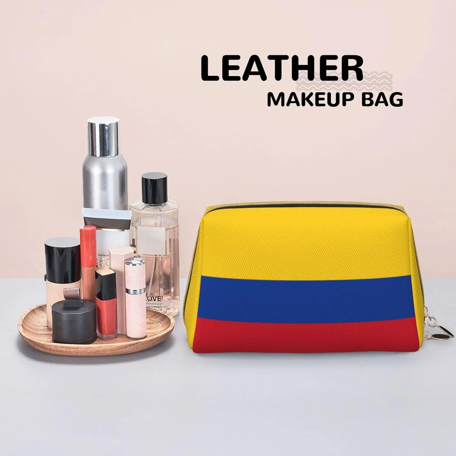 Flag Of Colombiamakeup Bag Organizer,Toiletry Cosmetic Bag,Zipper Pouch Brushes Storage Case(Large)