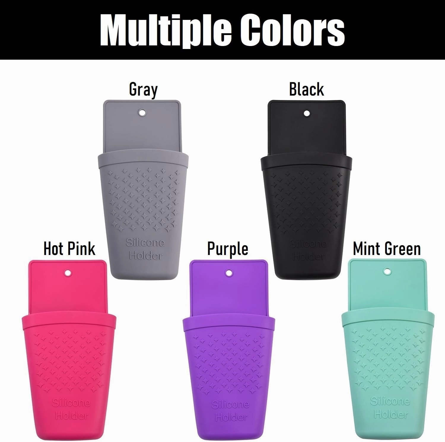 Flat Iron/Hair Straightener/Curling Iron/Hot Hair Tools Holder, Heat-Resistant Silicone Mat Pouch Organizer with Stainless Steel Hook.(Hot Pink).2Pack