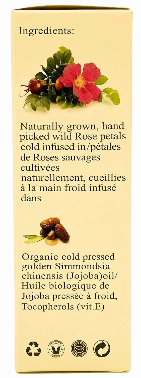 Flora Organic Wild Rose Petals Infused in JOJOBA Oil. Rejuvenate. Replenish. 1.7fl oz