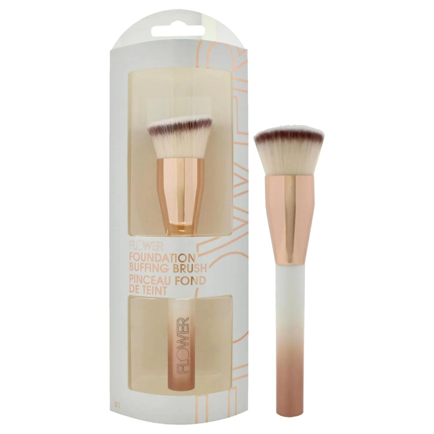 FLOWER BEAUTY Makeup Brushes | Foundation Buffing Brush | Buffs Liquid, Powder or Cream Formulas | Soft Washable Synthetic Fibers | 1 Piece