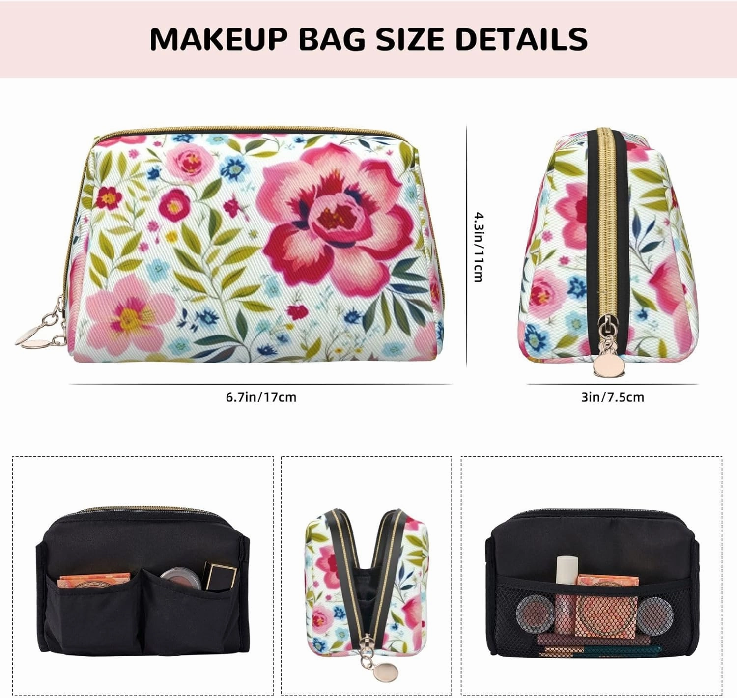 Flower Leaf Toiletry Pouch, Travel-Friendly Makeup Organizer For Makeup Brushes, Lipsticks