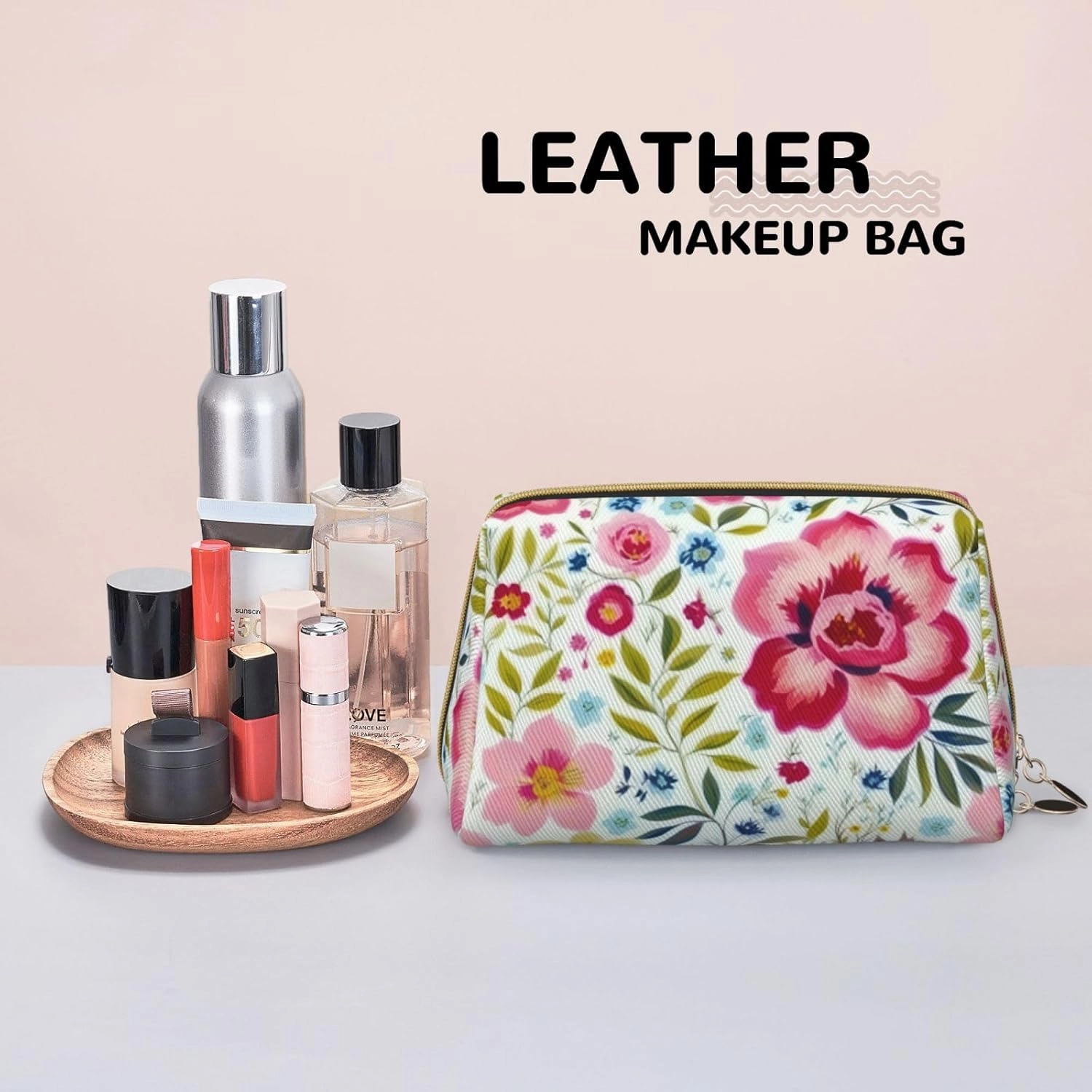 Flower Leaf Toiletry Pouch, Travel-Friendly Makeup Organizer For Makeup Brushes, Lipsticks
