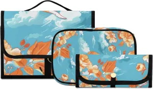 Foldable Hanging Travel Toiletry Organizer Set 3-Piece with Cosmetic Bag & Brush Holder - Dog (8)