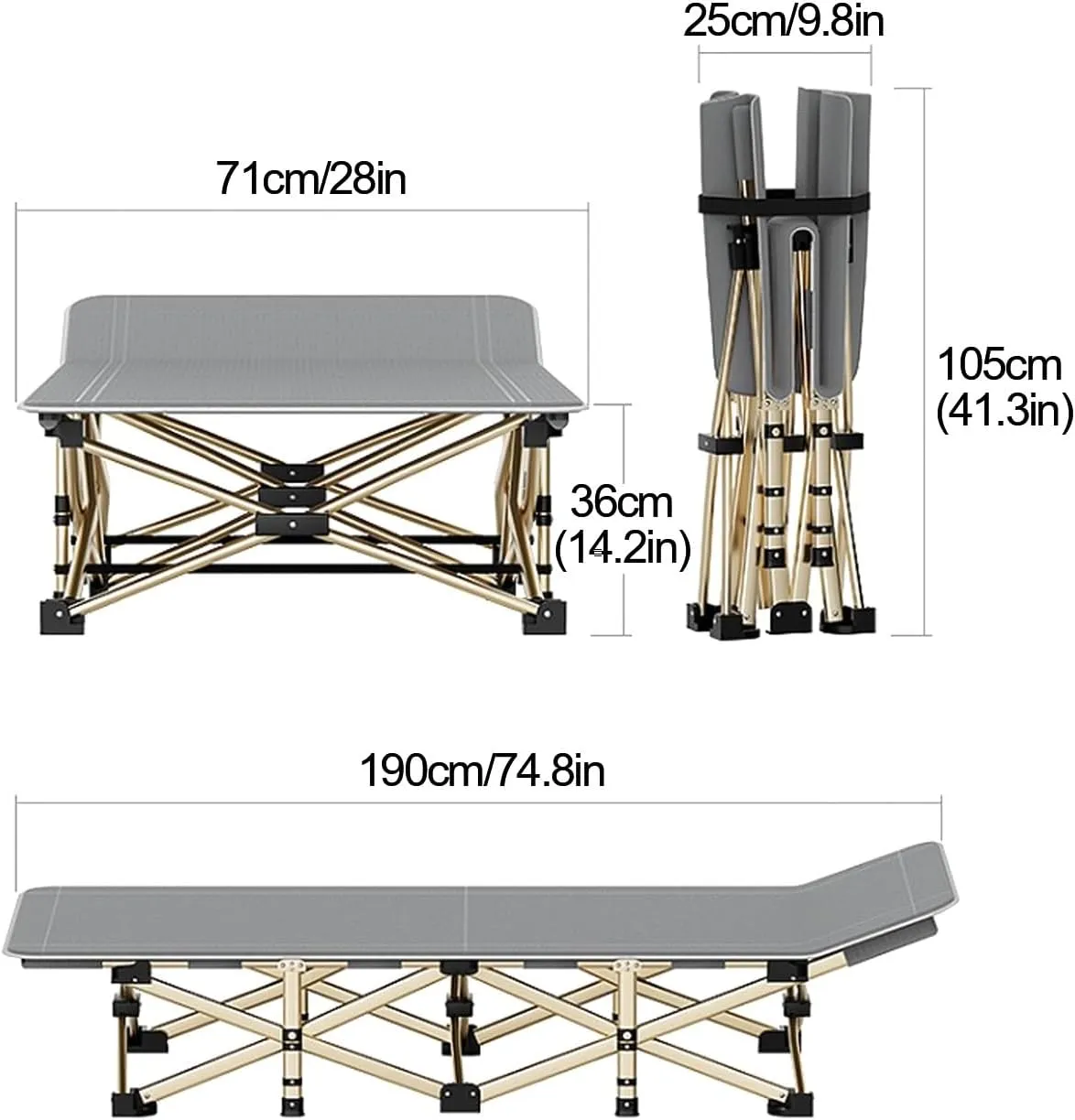 Folding Camping Cot, Portable Cots for Adults, Extra Wider Cots for Office/Home Nap/Outdoor Trave, 71 Cm/28 in, 80 Cm/31.5 in(190 * 71 * 36cm/74.8 * 28 * 14.2in)