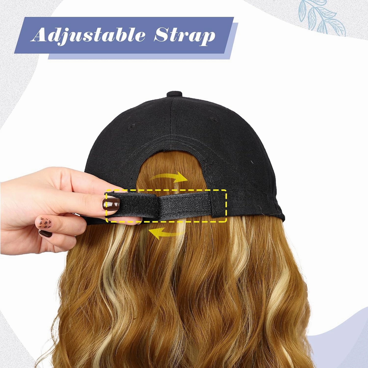 FORCUTEU Hat Wigs for Women Baseball Cap with Hair Extensions Short Wave Synthetic baseball Cap Wig for Women Adjustable Hat with Hair Attached for Daily Use(14inch)