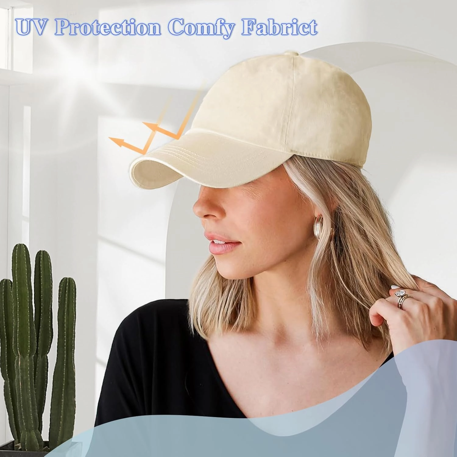 FORCUTEU Hat Wigs for Women Baseball Cap with Hair Extensions Short Wave Synthetic baseball Cap Wig for Women Adjustable Hat with Hair Attached for Daily Use(14inch)