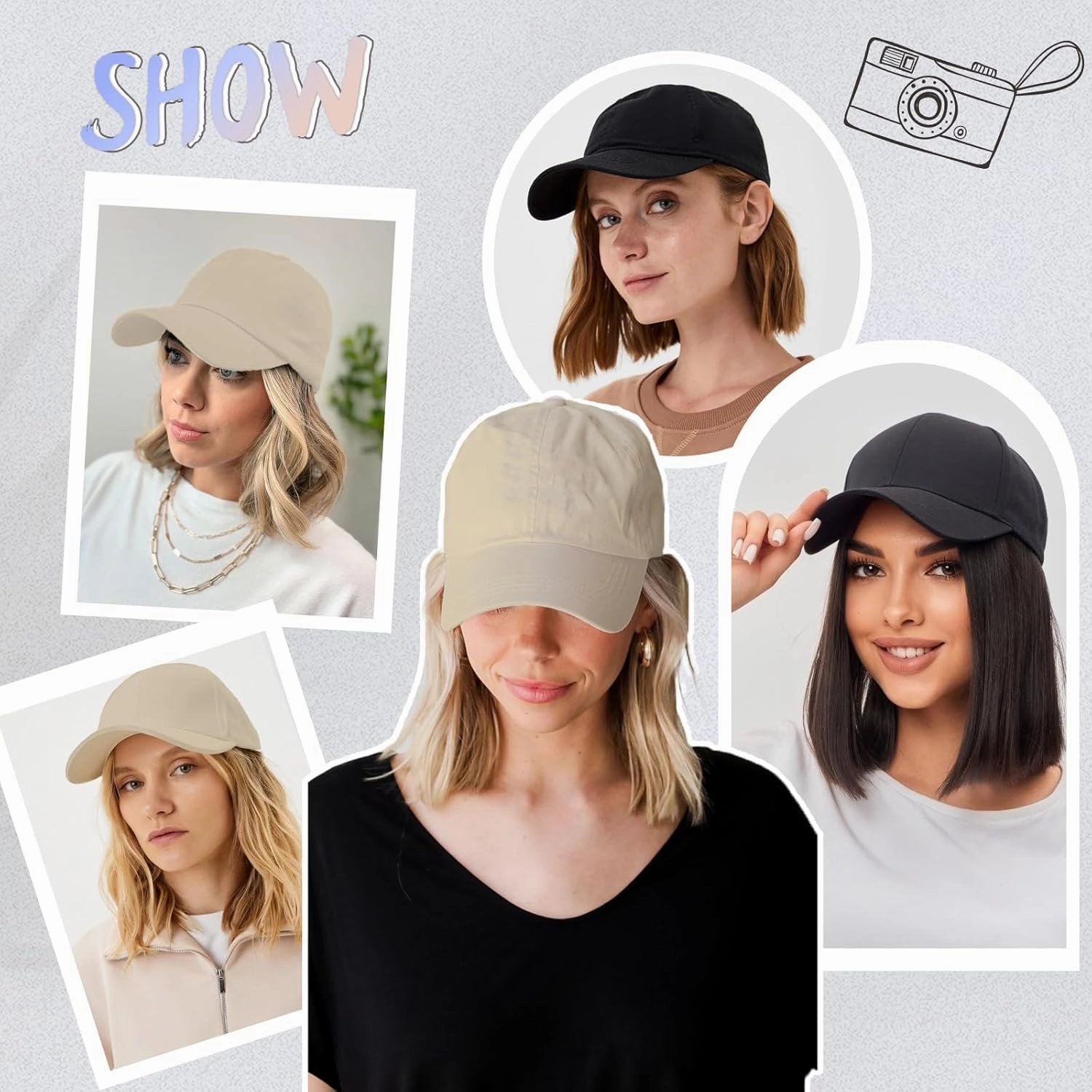 FORCUTEU Hat Wigs for Women Baseball Cap with Hair Extensions Short Wave Synthetic baseball Cap Wig for Women Adjustable Hat with Hair Attached for Daily Use(14inch)