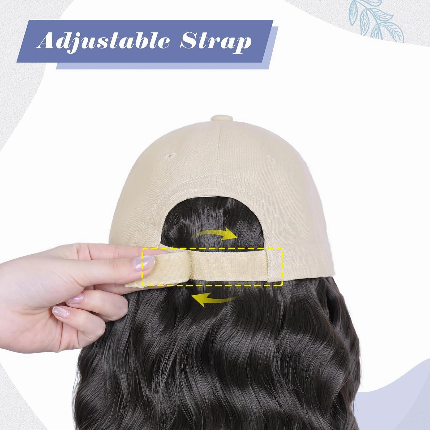 FORCUTEU Hat Wigs for Women Baseball Cap with Hair Extensions Short Wave Synthetic baseball Cap Wig for Women Adjustable Hat with Hair Attached for Daily Use(14inch)
