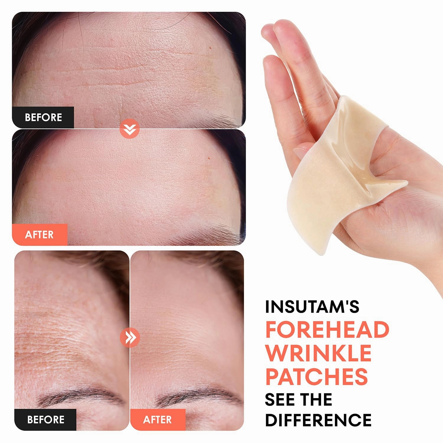 Forehead Wrinkle Patches for Anti-wrinkles: Overnight Face Wrinkles Patches to Lift Smile Lines for Women (12PICS, Rose Gold)