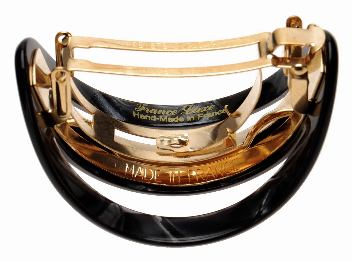 France Luxe Cutout Oval Ponytail Barrette - Nacro Black