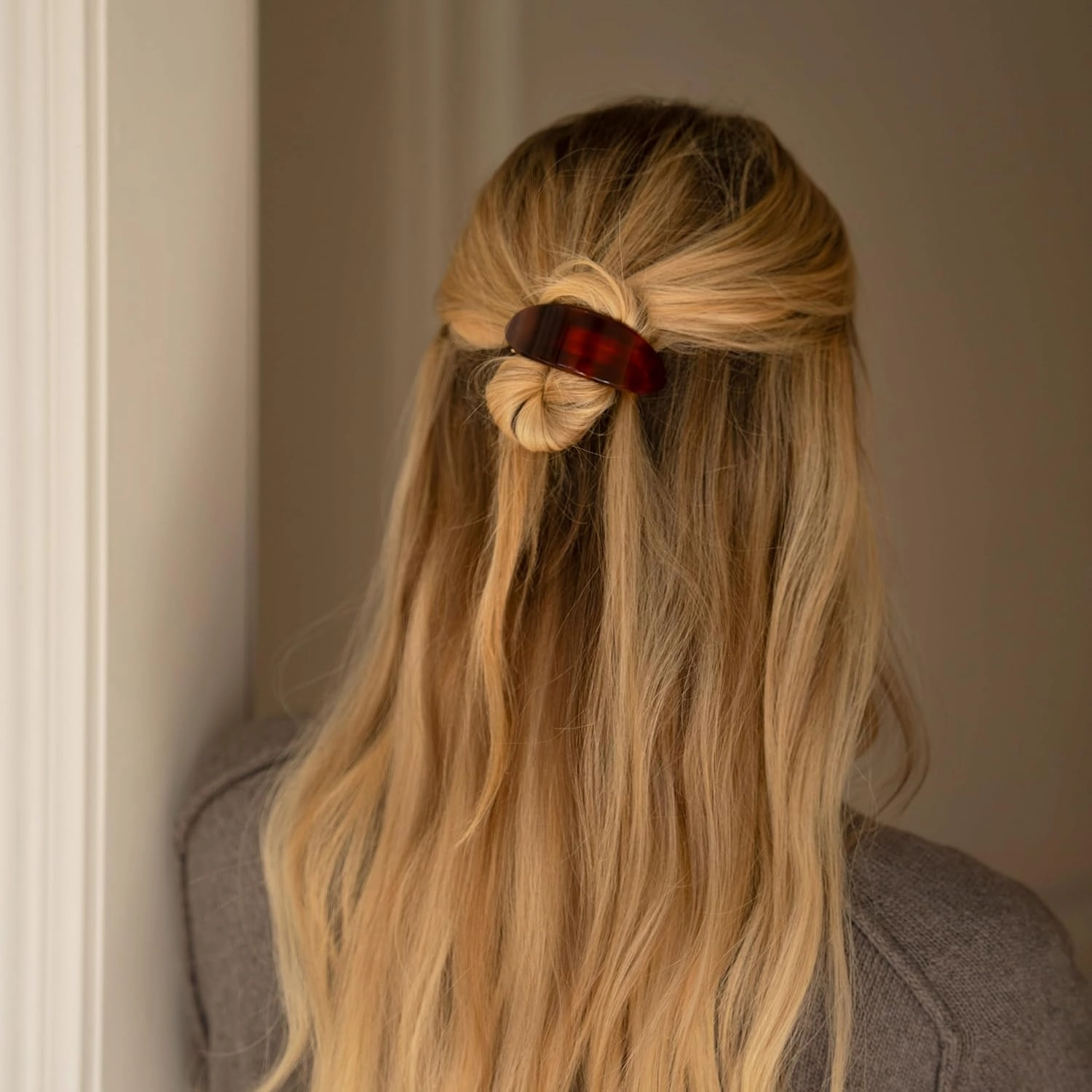 France Luxe Oval Ponytail Barrette, Tortoise