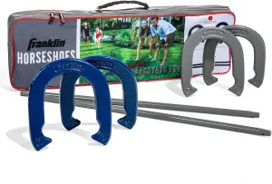 Franklin Sports Horseshoes Sets - Metal Horseshoe Game Sets for Adults   Kids - Official Weight Steel Horseshoes - Beach   Lawn Horseshoes Sets - Sets Include (4) Horseshoes and (2) Ground Stakes