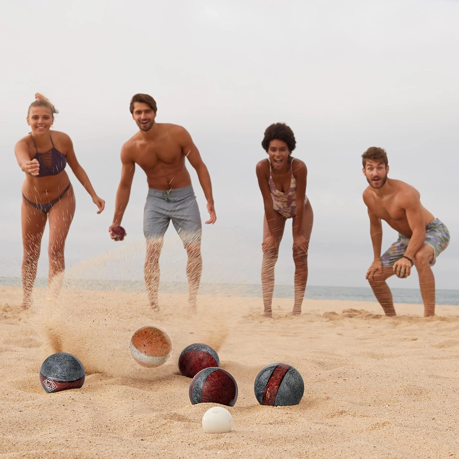 Franklin Sports Bocce Sets - Backyard   Beach Bocce Ball Sets - (8) Outdoor Balls   (1) Pallino - Adult   Family Bocce Sets