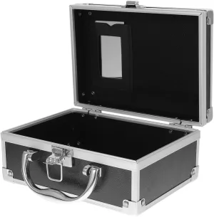 FRCOLOR Aluminum Cosmetic Case Portable Hard Shell Handle Makeup Box Travel Suitcase Wit Mirror Inside,Small Tool Box Make up Organizer for Women Man,7.8X5.5X 3.5Inches,Black