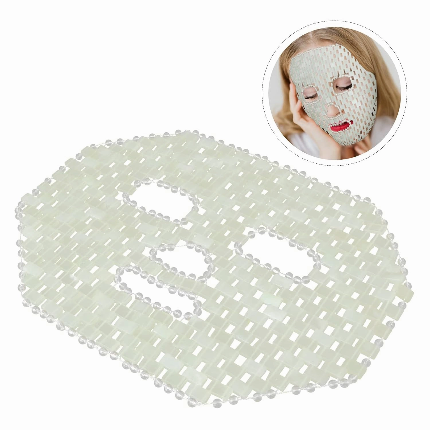 FRCOLOR Jade Cooling Beauty Mask Pain Soothing Facial Mask Home Massage Jade Beauty Care Product