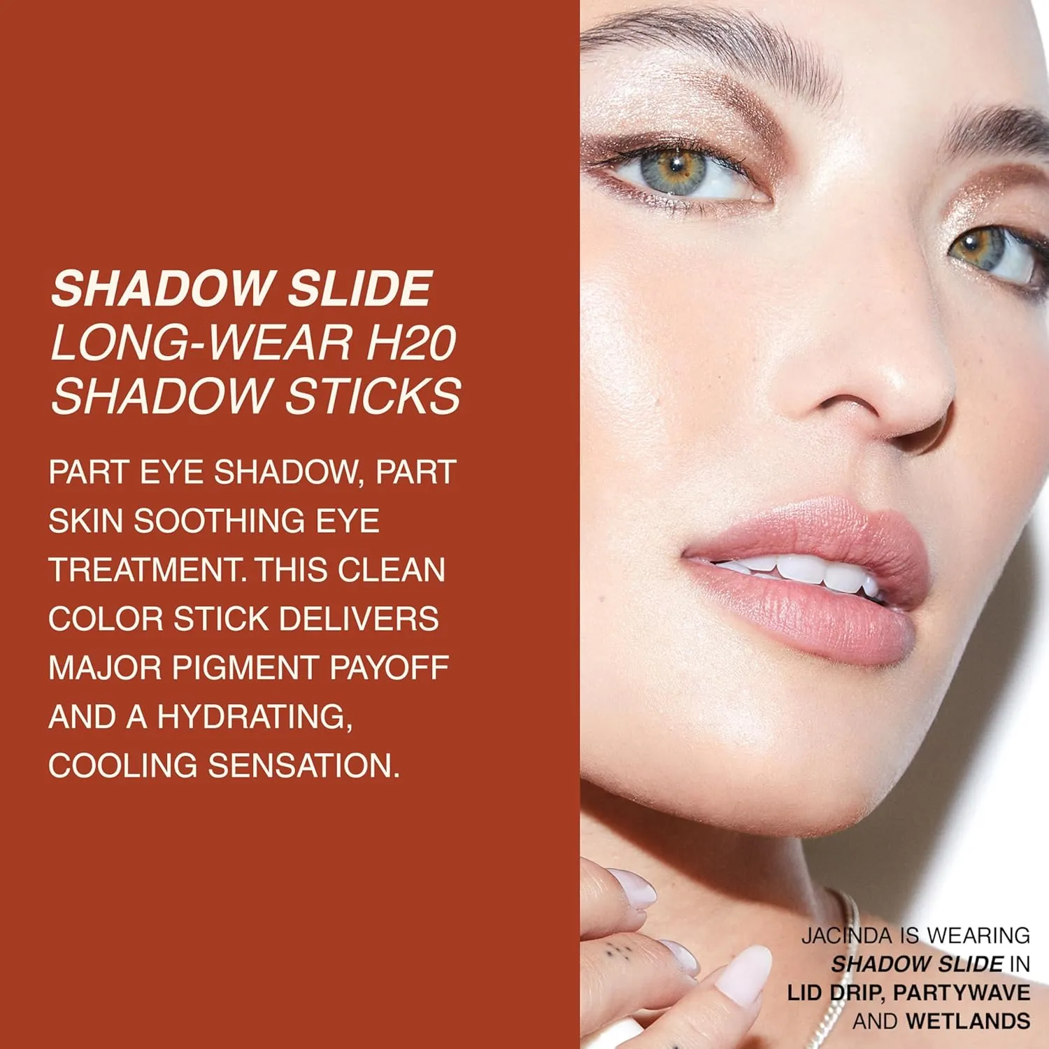 Freck Beauty SHADOW SLIDE Long Wear H2O Shadow Stick – Creamy, Waterproof Eyeshadow Crayon, Highly Pigmented, Smudge-Resistant, Easy Glide for All-Day Wear | PARTYWAVE (Warm bronze)