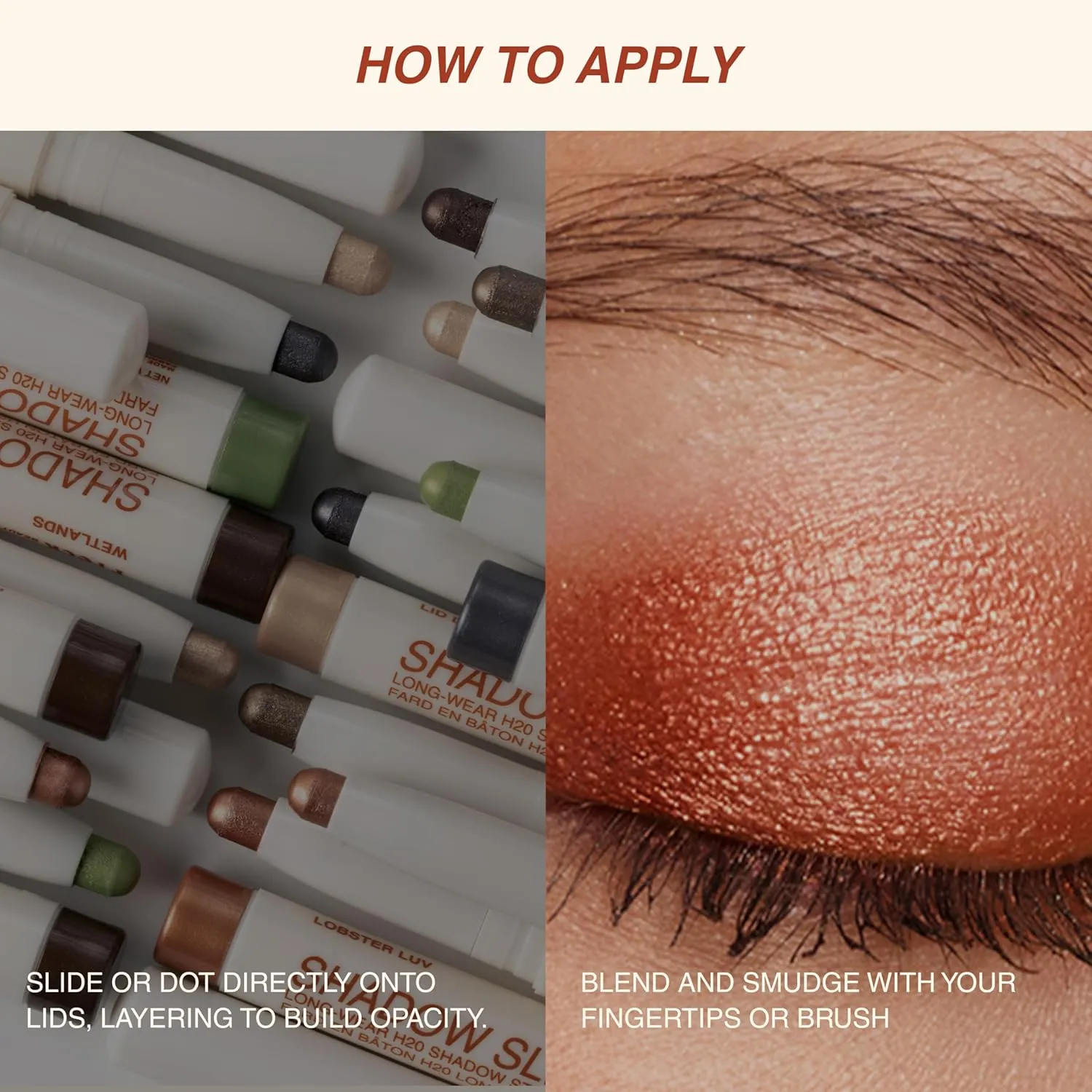Freck Beauty SHADOW SLIDE Long Wear H2O Shadow Stick – Creamy, Waterproof Eyeshadow Crayon, Highly Pigmented, Smudge-Resistant, Easy Glide for All-Day Wear | PARTYWAVE (Warm bronze)