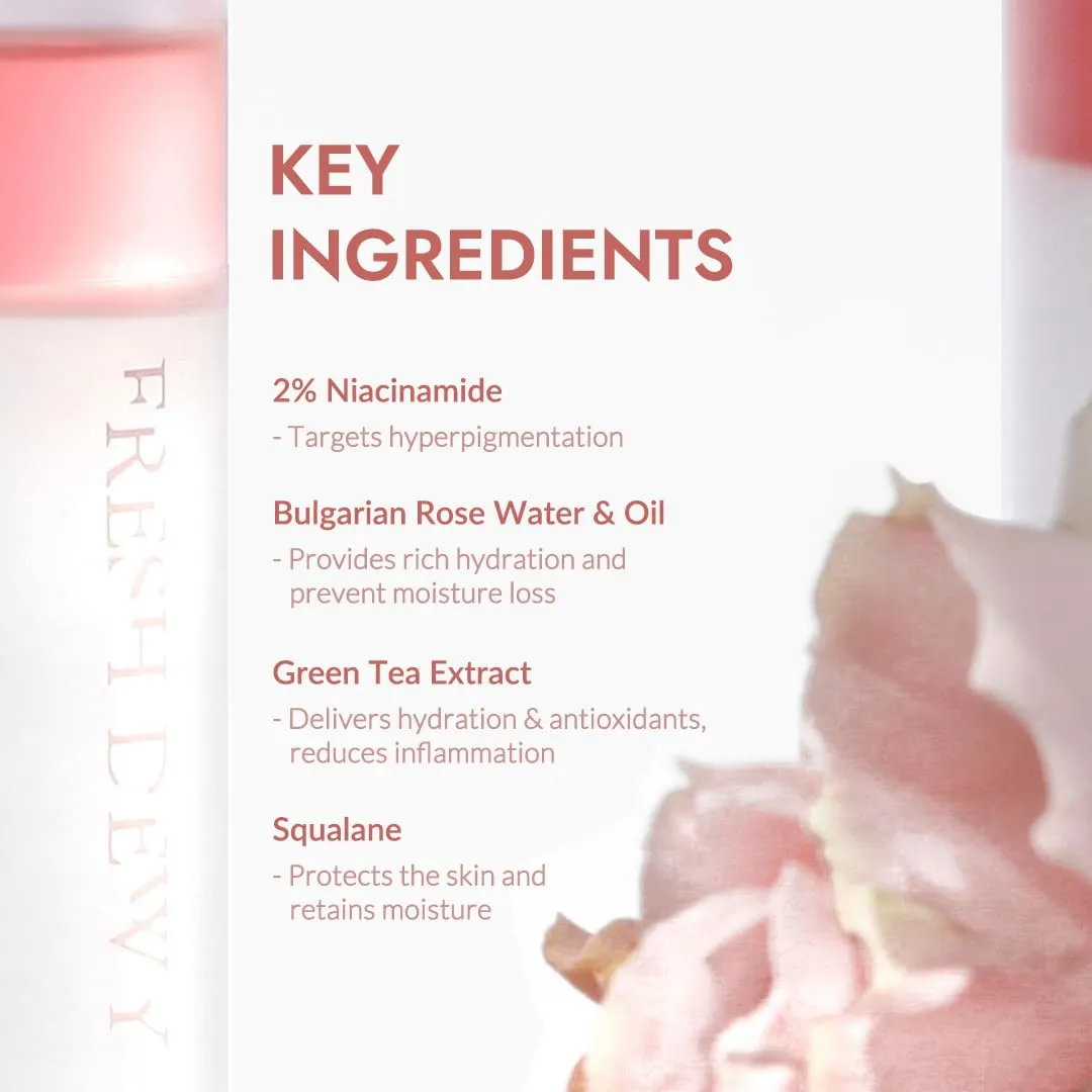Fresh Dewy Rose Petal Facial Serum Mist Korean Face Spray for Deep Hydration Skincare on the Go 3.38 oz