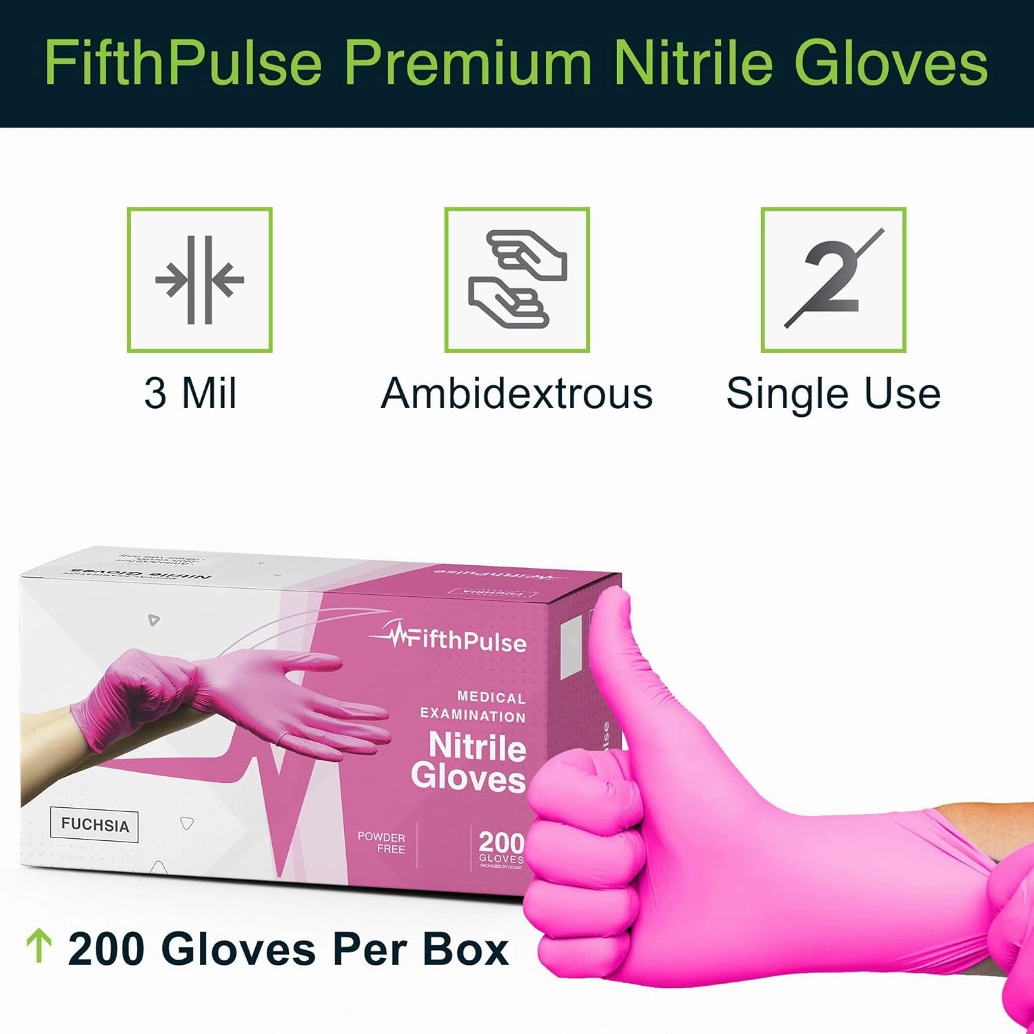Fuchsia Hot Pink Nitrile Disposable Gloves - 200 Count - 3 Mil Nitrile Gloves Small - Powder and Latex Free Rubber Gloves - Surgical Medical Exam Gloves - Food Safe Cooking Gloves