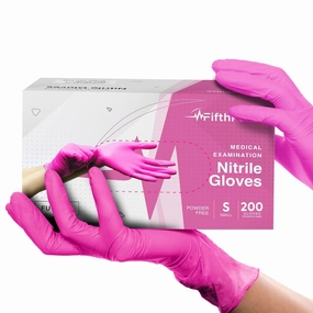 Fuchsia Hot Pink Nitrile Disposable Gloves - 200 Count - 3 Mil Nitrile Gloves Small - Powder and Latex Free Rubber Gloves - Surgical Medical Exam Gloves - Food Safe Cooking Gloves