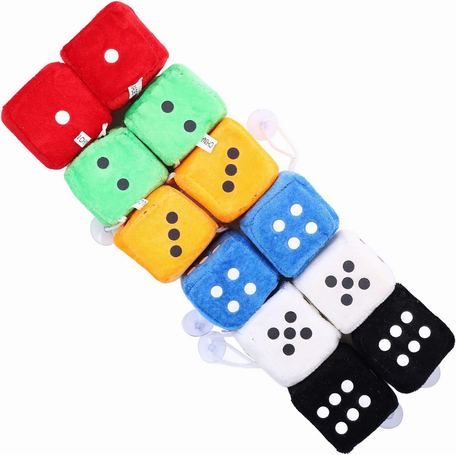 Fuzzy Dice for Car Mirror Dolls Stuffed Toys 12Pcs Fashionable Soft Hanging Dice Decorative Fuzzy Plush Dice Cute Bag Pendant Fuzzy Dice Game Accessories