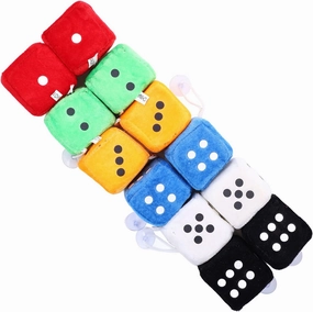 Fuzzy Dice for Car Mirror Dolls Stuffed Toys 12Pcs Fashionable Soft Hanging Dice Decorative Fuzzy Plush Dice Cute Bag Pendant Fuzzy Dice Game Accessories