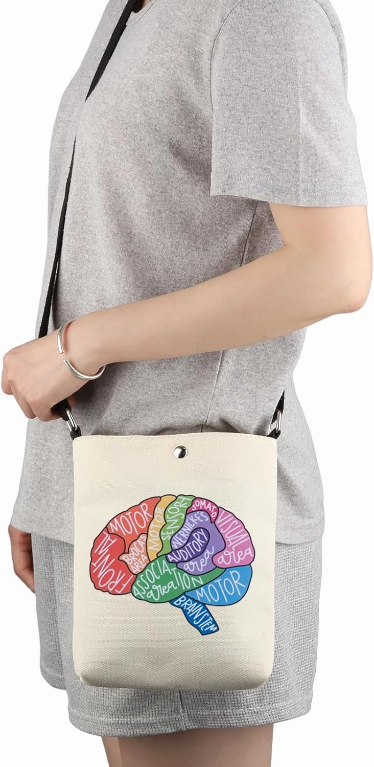 G2TUP Brain Anatomy Gift Neuroscience Cosmetic Bag Neurology Nurse Makeup Bag Nursing S-tudent Anatomical Layout Brain Zipper Travel Bag