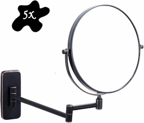 GaRcan 5X Magnifying Wall Mounted Makeup Mirror, Makeup Mirror Round,Bathroom Mirror, 360 Rotation Portable, Ideal for Applying Make-up, Wearing Contacts and Shaving, Etc (Bronz