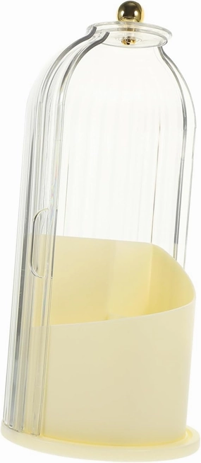 Garneck Makeup Brush Holder with Lid Rotating Clear Organizer for Desktop Dustproof Storage for Brushes and Pens Smooth Surface Stylish Design for Tidy Vanity Setup for Home and Office