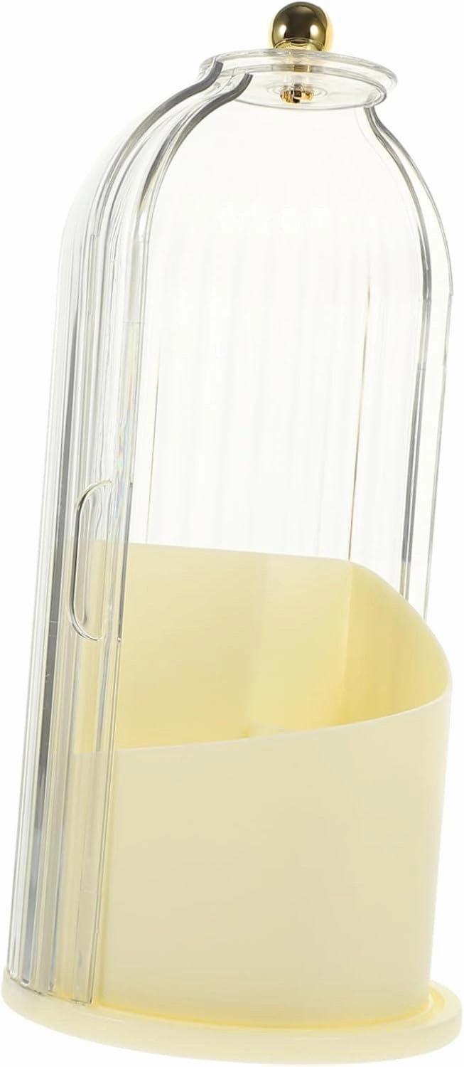 Garneck Makeup Brush Holder with Lid Rotating Clear Organizer for Desktop Dustproof Storage for Brushes and Pens Smooth Surface Stylish Design for Tidy Vanity Setup for Home and Office