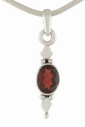Garnet Gemstone Pendant - 925 Sterling Silver Jewelry - Natural Healing Gemstone Jewelry for Passion, Strength, and Vitality - Perfact Gift for Her GGPT_480 (With Chain)