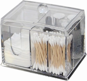 Gatuida Box Transparent Cosmetic Cotton Storage Box Small Organizer for Cotton Pads Swabs Easy Access Container for Makeup Removal White for Keeping Cosmetics Tidy