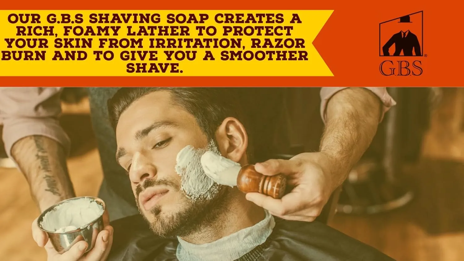 G.B.S 97% All Natural Shave Soap - Creates a Rich Lather Foam for Wet Shaving Experience (3 Pack Bay Rum) Birthday Gift