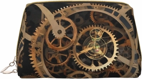 Gears Clock Bronze Toiletry Pouch, Travel-Friendly Makeup Organizer For Makeup Brushes, Lipsticks