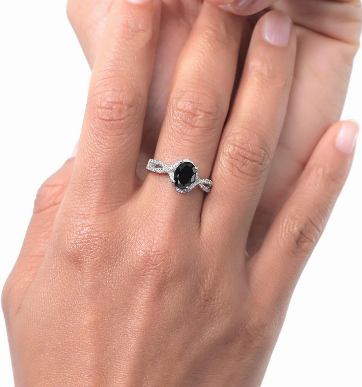 Gem Stone King 2.24 Cttw 8X6MM Oval Black Sapphire Ring For Women | 925 Sterling Silver | Gemstone Birthstone | Available In Size 5, 6, 7, 8, 9