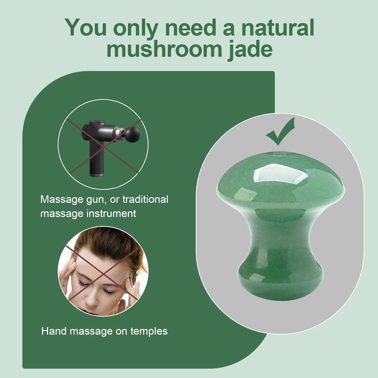 gemshan Mushroom Massage Tool, Natural Aventurine Jade Massage Stone for Relaxing Massage House SPA Heat The Cold