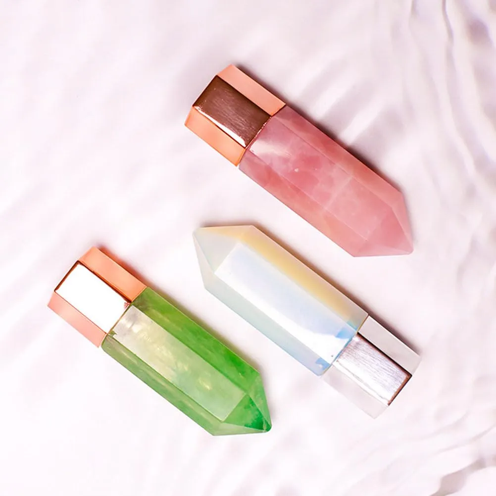 Gemstone Roller Bottle: Refillable Jade Roll On Bottles with Lid for Essential Oils Perfumes Aromatherapy Liquid, Face and Neck Massage Pointed Roller Bottle