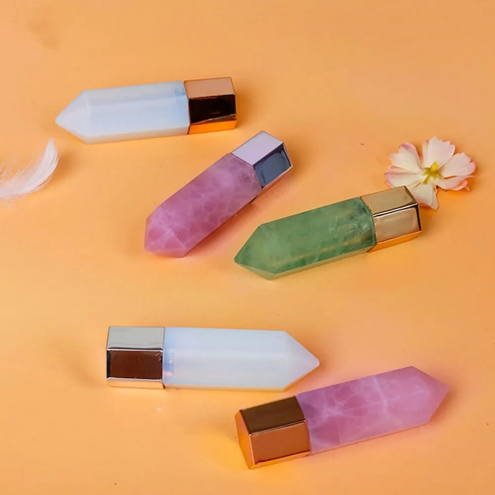Gemstone Roller Bottle: Refillable Jade Roll On Bottles with Lid for Essential Oils Perfumes Aromatherapy Liquid, Face and Neck Massage Pointed Roller Bottle