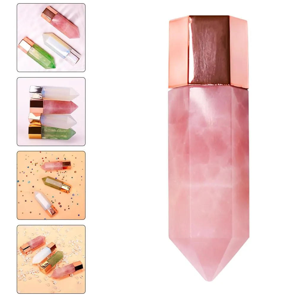 Gemstone Roller Bottle: Refillable Jade Roll On Bottles with Lid for Essential Oils Perfumes Aromatherapy Liquid, Face and Neck Massage Pointed Roller Bottle