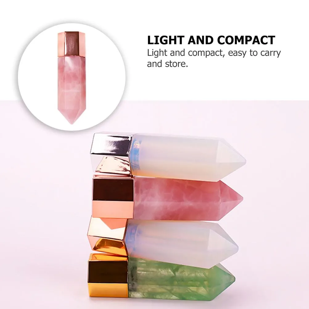Gemstone Roller Bottle: Refillable Jade Roll On Bottles with Lid for Essential Oils Perfumes Aromatherapy Liquid, Face and Neck Massage Pointed Roller Bottle