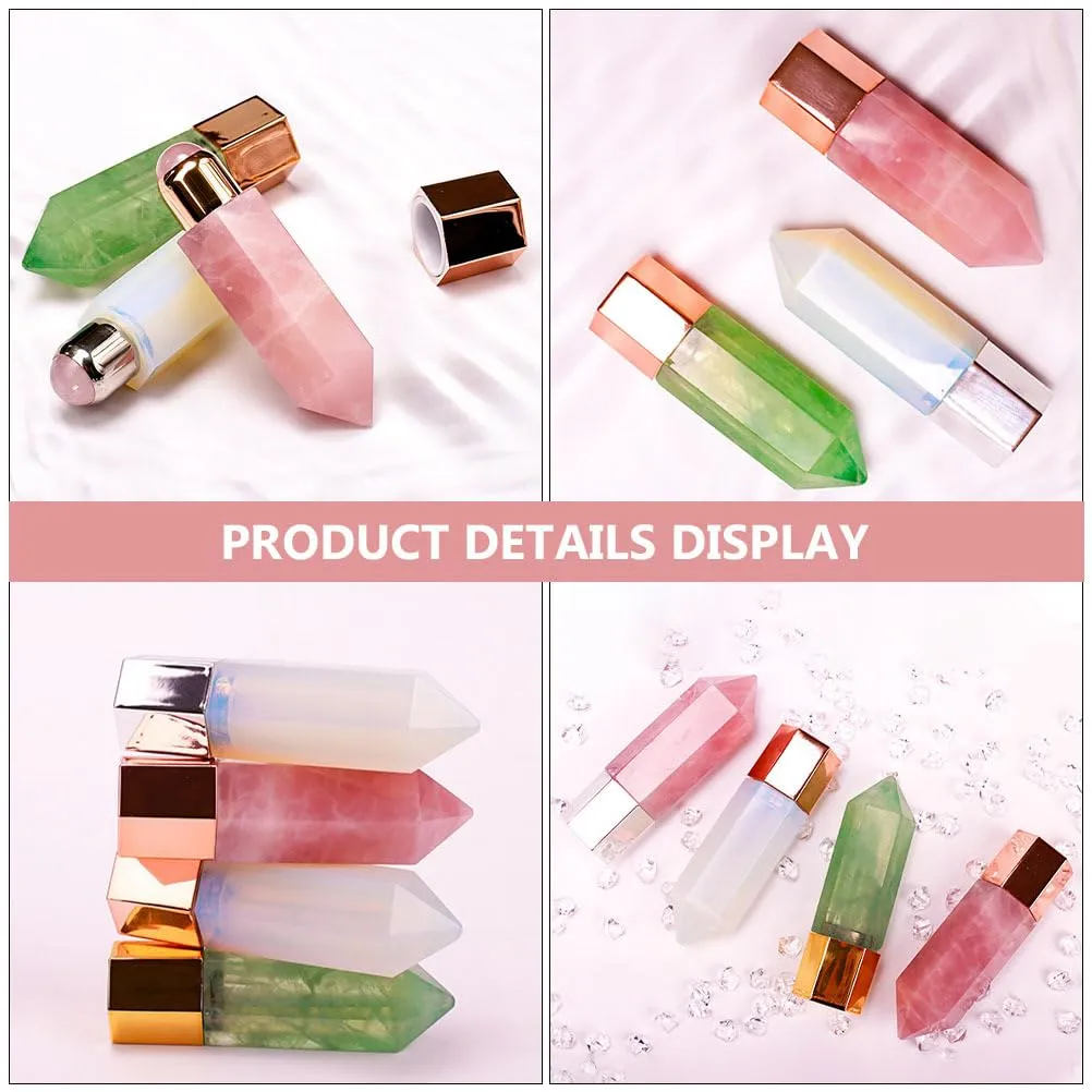 Gemstone Roller Bottle: Refillable Jade Roll On Bottles with Lid for Essential Oils Perfumes Aromatherapy Liquid, Face and Neck Massage Pointed Roller Bottle