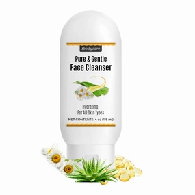 Gentle Aloe Chamomile Face Cleanser for Sensitive Skin, Sulfate Free Daily Facial Wash, Natural Oil Cleanser Alternative, Paraben Free and Fragrance Free, 4 oz